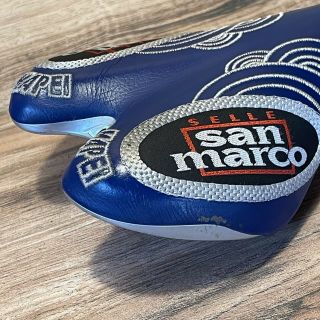Rare 2001 Selle San Marco Mapei Team Saddle Blue Leather Embroidered 2