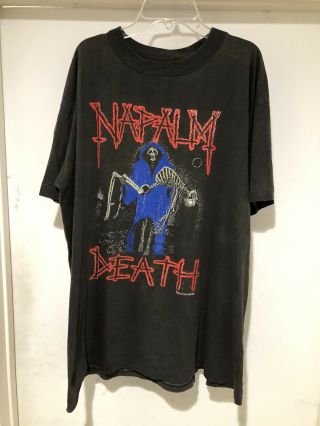Vintage 90s Napalm Death Grim Reaper T Shirt Size Xl Death Metal Grindcore Rare