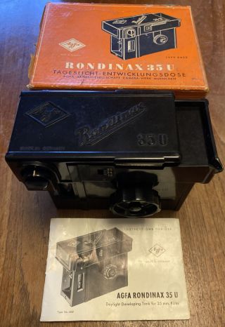 Rare Vintage Agfa Rondinax 35u Daylight Developing Tank,  35mm Camera Film Boxed
