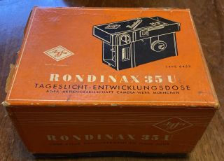 Rare Vintage Agfa Rondinax 35U Daylight Developing Tank,  35mm Camera Film Boxed 2