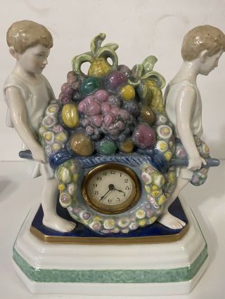 Antique German Karl Ens Porcelain Figurine Clock Extremely Rare