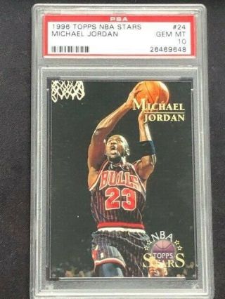 Rare 1996 Topps Nba Stars Michael Jordan 24 Psa 10 Gem Mt 10