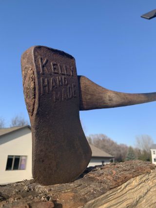 RARE Embossed Antique ‘Kelly Hand Made ’ Axe Single Bit Tool 4 lb 3