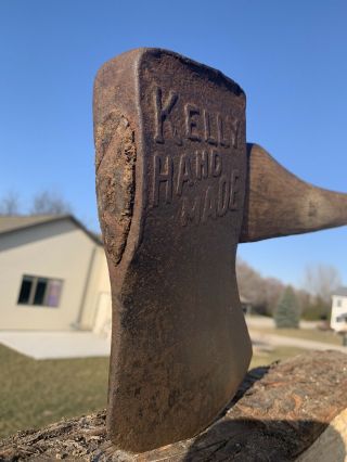 RARE Embossed Antique ‘Kelly Hand Made ’ Axe Single Bit Tool 4 lb 5