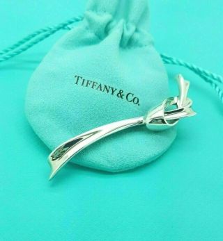 Tiffany & Co Sterling Silver Large Knot Ribbon Pin Brooch 3 " Very Rare