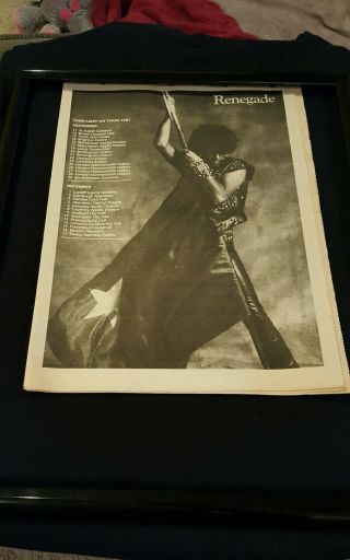 Thin Lizzy Renegade Rare U.  K.  Tour Promo Poster Ad Framed