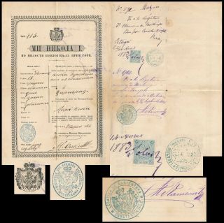 Montenegro 1883,  Rare Passport With Ottoman Revenue,  See.  N974