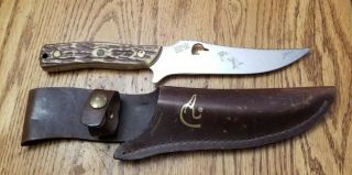 Vtg Rare Schrade Ltd Usa 15ot Ducks Unlimited Deerslayer Fixed Blade Knife