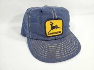 Vintage Louisville John Deere Denim Snapback Trucker Farm Seed Patch Hat Rare