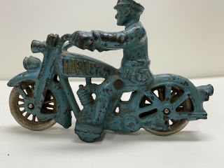 Very Rare 5.  25”hubley Cast Iron Harley Jr Motorcycle Toy,  Nickel Wheels