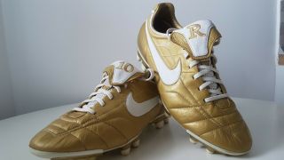 Rare Nike Air Zoom Legend R10 Ronaldinho Gold Fg Football Boots Size Uk 9.  5