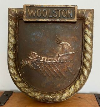 Very Rare Hms Woolston Destroyer 1918 Cast Iron Royal Navy Ships Plaque