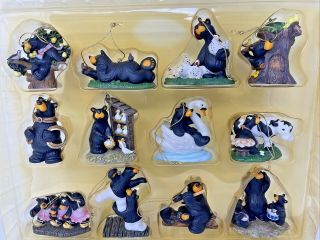 Rare Bearfoots By Jeff Fleming 12 Days Of Christmas Ornament Set Signed Big Sky