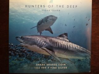 2020 Hunters Of The Deep 1 Oz Silver Tiger Shark Coin - Mintage 2500 Very Rare