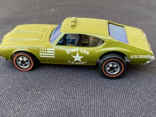 Hot Wheels Redline STAFF CAR Olds 442 Army Enamel Olive Green - RARE - EXC COND 3