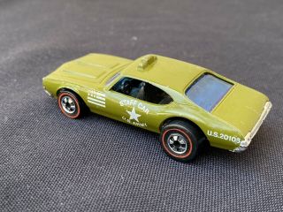 Hot Wheels Redline STAFF CAR Olds 442 Army Enamel Olive Green - RARE - EXC COND 4