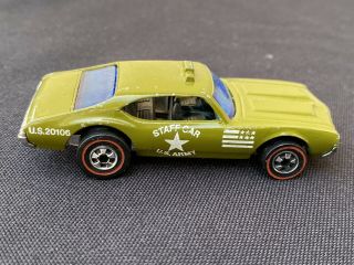 Hot Wheels Redline STAFF CAR Olds 442 Army Enamel Olive Green - RARE - EXC COND 5