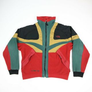 Vintage The North Face X Fleece Jacket Rasta Color Block Usa Made Mens M Rare