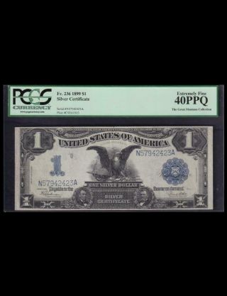 Rare 1899 $1 Silver Certificate Black Eagle Pcgs Extremely Fine 40 Ppq