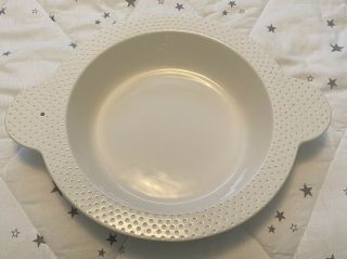 Retired Nora Fleming Porcelain Swiss Dot Large Serving Bowl With Handles Rare