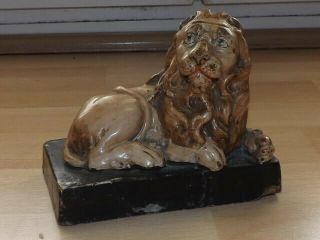 Very Rare George Iii Wood & Caldwell Lion Figure On Plinth C1820