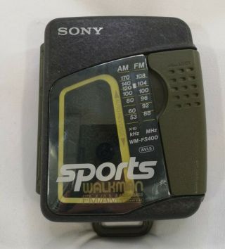 Sony Sports Walkman Fm/am Mega Bass Cassette Wm - Fs400 Army Green Rare