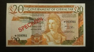 Gibraltar 20 Pounds 1975 Specimen Rare Unc