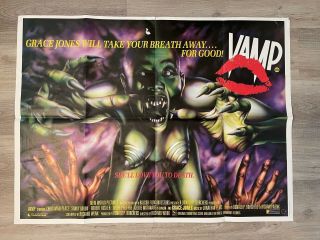 Vamp 1986 Grace Jones Uk Quad Movie Poster Rare Horror