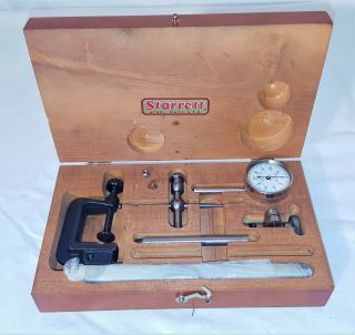 Starrett 196a Universal Back Plunger Dial Indicator Rare Wood Case