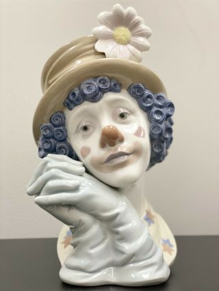 Lladro 5542 Melancholy Clown Head Figurine Porcelain Rare Retired 2