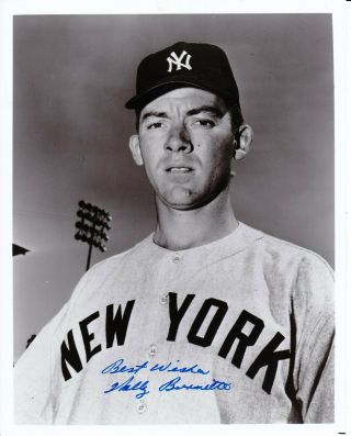 Wally Burnette Autograph Signed Ny Yankees Image Glossy B&w 8x10 Photo Rare
