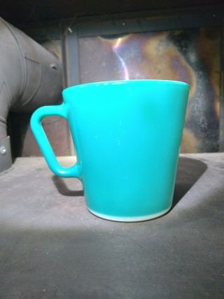 Vintage Rare HTF Solid Color Teal Turquoise D Handle Mug Pyrex 1410 2