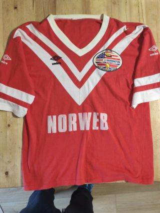 Wigan Warriors V Warrington 1989 Milwaukee Shirt Very Rare Umbro Norweb