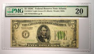 1928 - C $5 Federal Reserve Note Frn Fr - 1953 - F Bill - Pmg Vf 20 (very Fine) - Rare