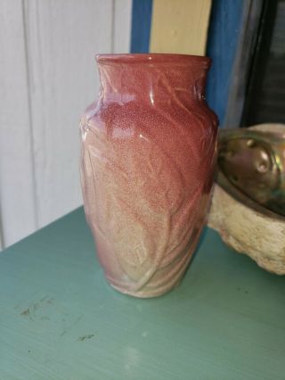 Rare Pottery Art Fort Hays Kansas State Pottery Pink 5 Inch