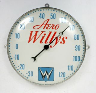 Rare Vintage Pam Clock Co.  Aero Willys Thermometer 12 " W Glass Dome Cover