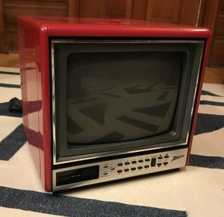 Vintage 1986 Cherry Red Zenith Cube 9 " Color Portable Gaming Tv C0920d2 Rare
