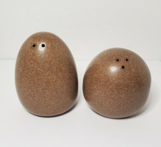 Rare Denby Cinnamon Salt & Pepper Pots Energy Egg Pebble Shaped Mocha 2