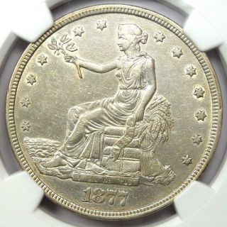 1877 Trade Silver Dollar T$1 - Certified Ngc Au Details - Rare Coin