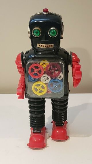 Rare Taiyo Blink - A - Gear Robot Tin Toy Japan Vintage Battery Operated Space Toy