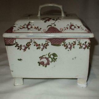 Rare 18th Century Liverpool English Creamware Tea Caddy In Hall Style