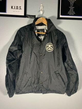 Vintage Stussy Made In Usa Black Bomber Jacket Light Vtg Logo Vtg Small S Rare