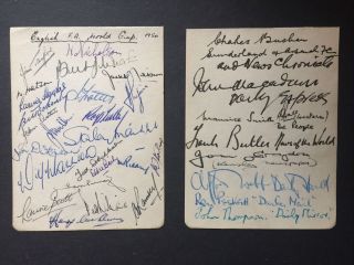 Very Rare 1950 Fifa World Cup England Squad Signed Autograph Book Pages Reporter