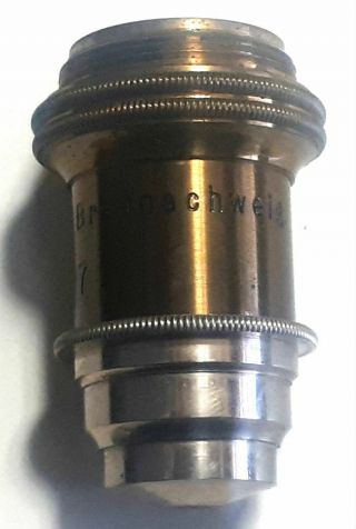 Rare Antique Brass Voigtlander Microscope Lens No.  7 With Case