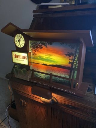 Rare Hamm’s Beer Twilight/sunset Motion Beer Cash Register Topper Sign Clock