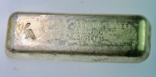 Rare Vintage 10 Oz.  999 Fine Silver Bullion Poured Loaf Bar Golden Analytic