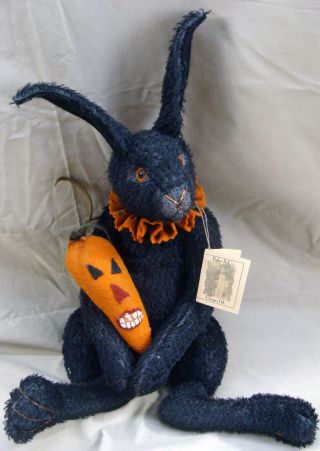Rare Vtg 2003 Signed Lori Ann Baker Blk A Frightful Lunch Rabbit Mohair Jointed