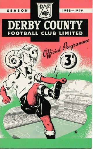 Rare Football Programme Derby County V Manchester United 1948