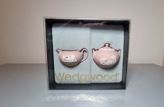 Wedgewood Miniature Jasperware Rare Pink Sugar And Cream Set
