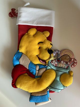 Rare Big Disney Store 20 " Vintage Winnie The Pooh W/tigger 3d Christmas Stocking